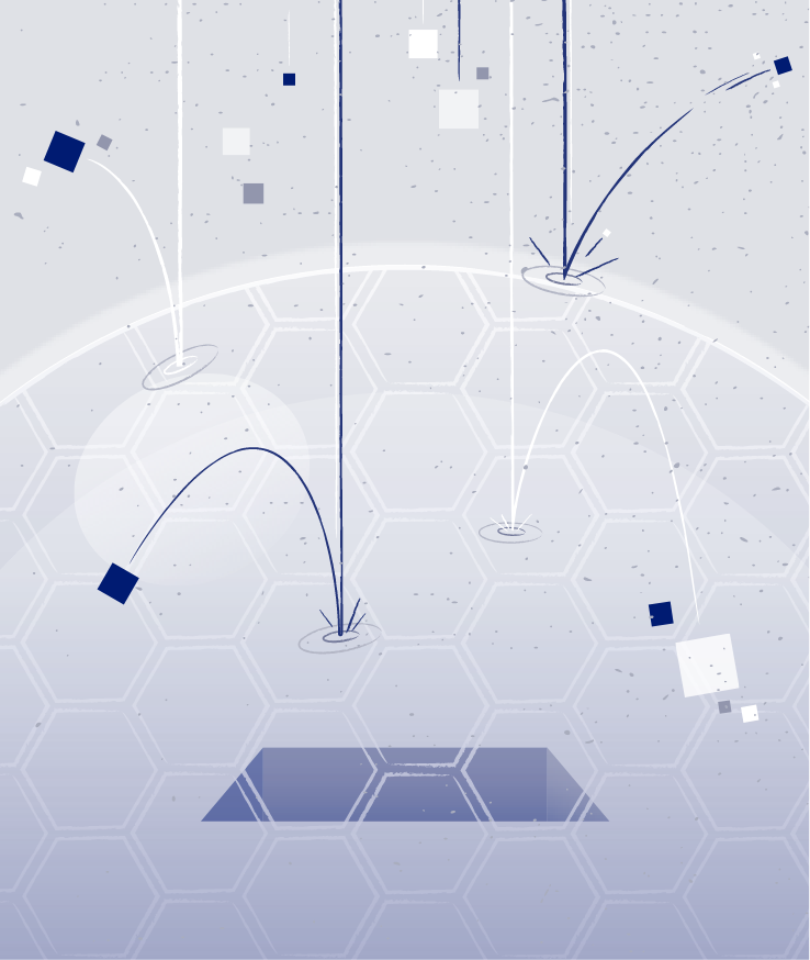 Illustration of squares bouncing off a forcefield