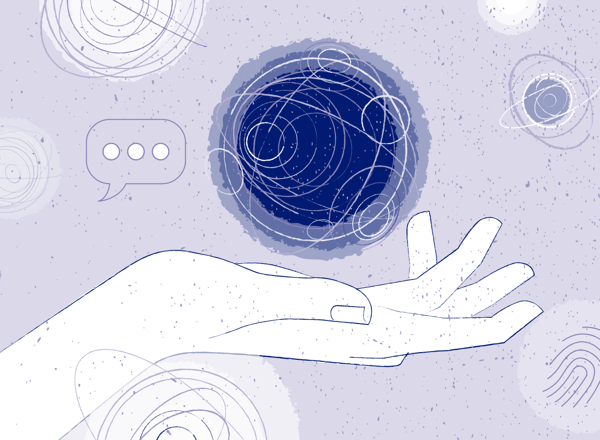 Illustration of a hand holding a ball of energy