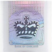 a close up of the holographic crown on all banknotes