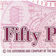 Hidden behind the word Fifty on the reverse of the note are technical drawings for the Bombe machines