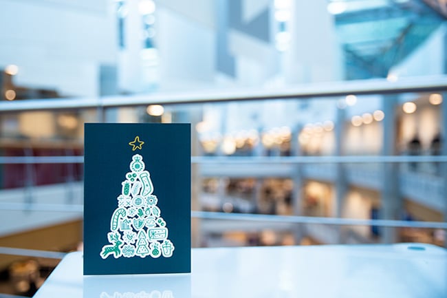 The 2022 GCHQ Christmas card with GCHQ's headquarters in the background