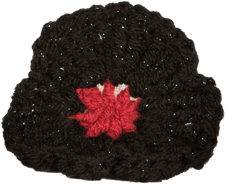 Woollen poppy with black petals and red centre