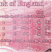 a close up of the equation featured on the reverse of the note.
