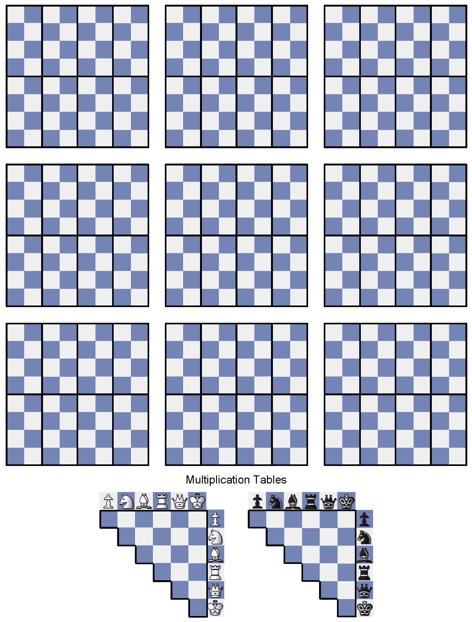 Empty chess boards for previous image excerpts to be placed in