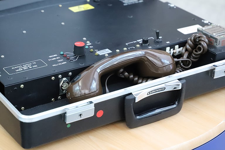 A closeup of the Brahms secure telephone