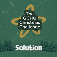 The GCHQ Christmas Challenge logo with the word 'solution' underneath