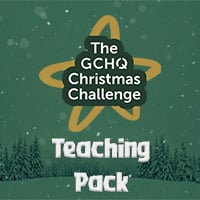 The GCHQ Christmas Challenge logo with the words 'Teaching pack' underneath