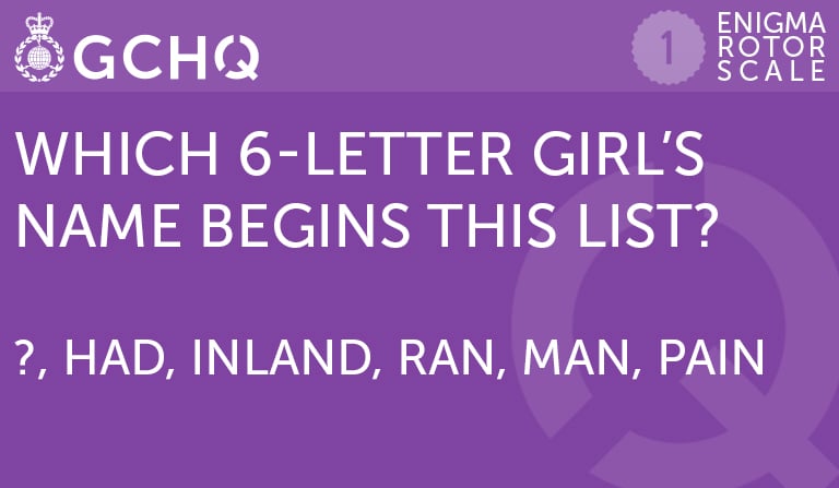 Which 6-letter girls names begins this list? ?, had, inland, ran, man, pain