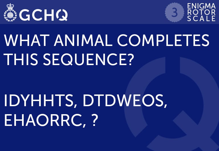 What animal completes the sequence? IDYHHTS, DTDWEOS, EHAORRC, ?