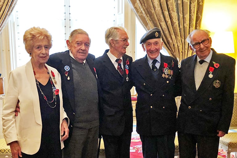 Recipients of the Legion of Honour stood in a row
