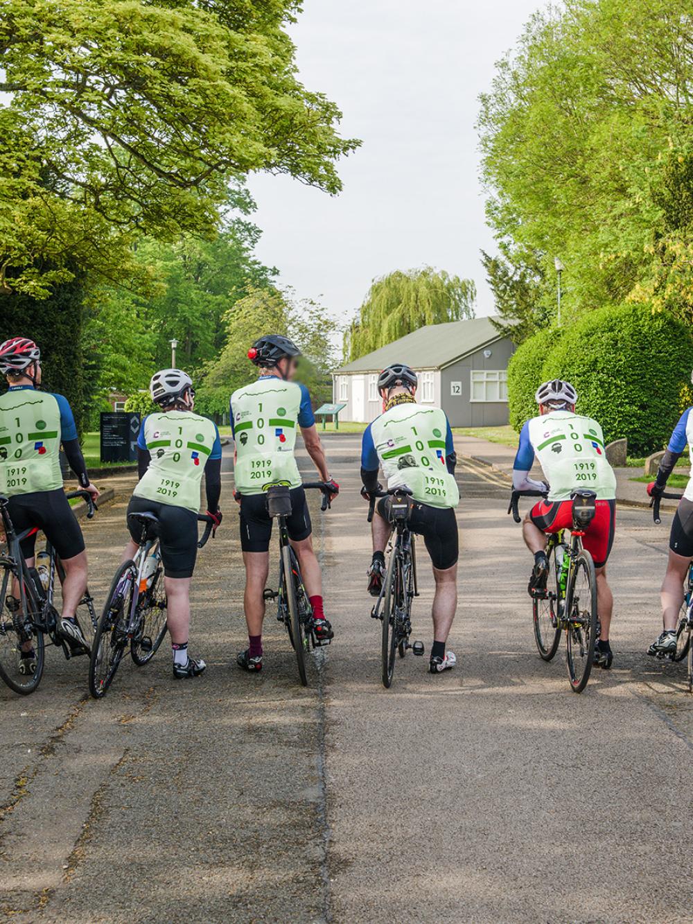 GCHQ cyclists with their backs to the camera