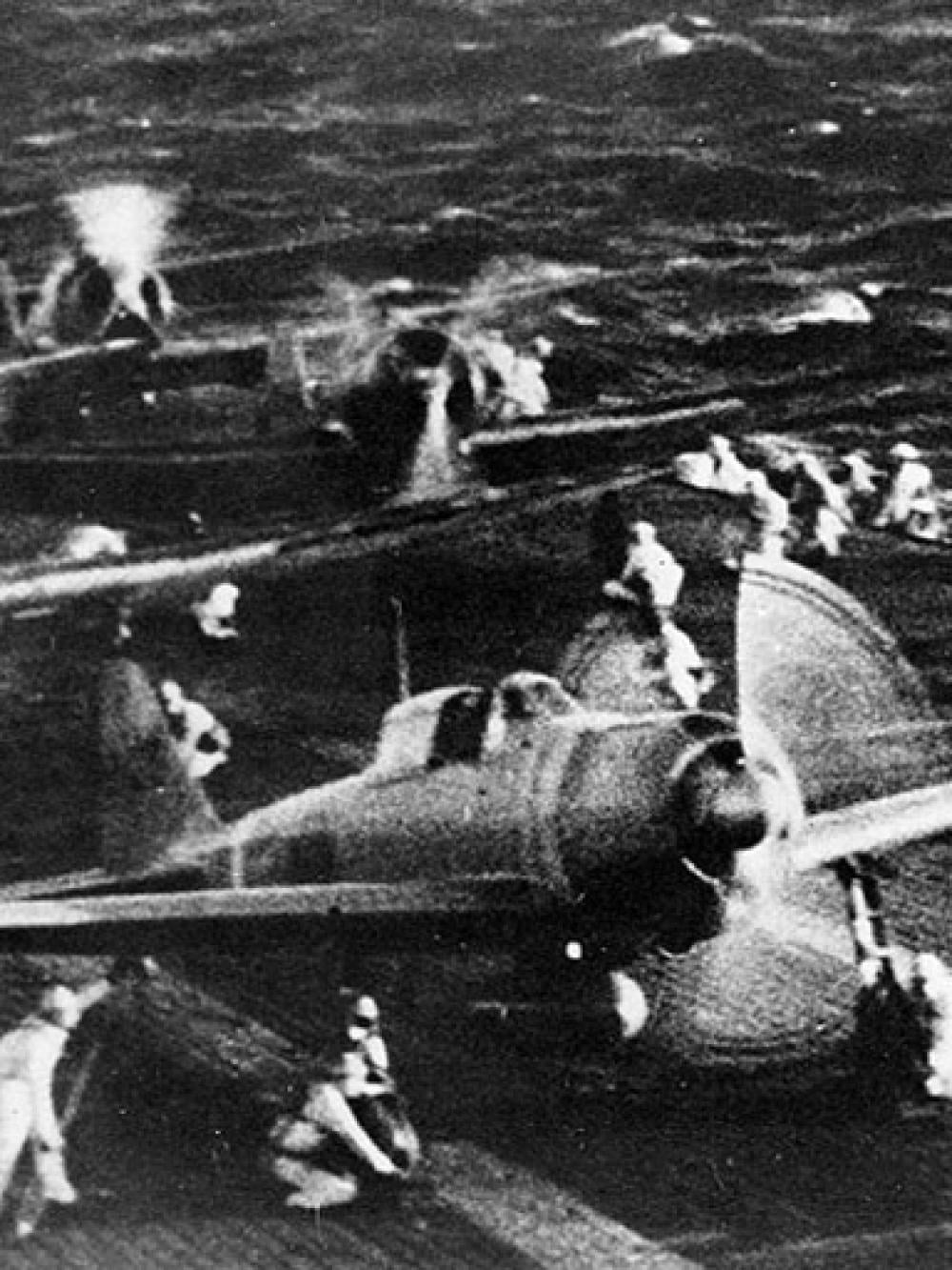 Japanese planes prepare to attack Pearl Harbor