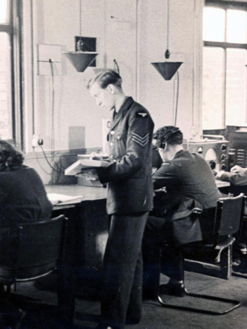 The set room at RAF Cheadle with female military staff working