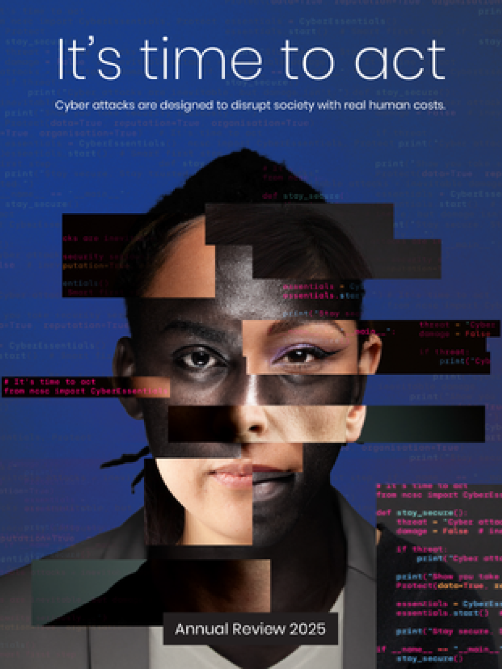 NCSC Annual Review front cover features a graphical representation