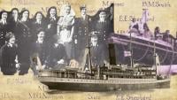 Black and white photographs of the 12 WRNS from Scarborough involved in the incident, the HMS Aguila and the lifeboat.