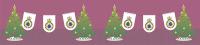 A trio of Christmas trees with the GCS logos hanging between them
