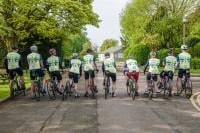 GCHQ cyclists with their backs to the camera