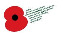 Operation Poppy logo. Animated poppy accompanied by Binary numbers.