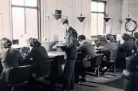 The set room at RAF Cheadle with female military staff working