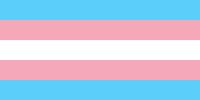 This flag has 5 horizontal stripes. From the top: blue, pink, white, pink, blue.