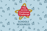 The GCHQ Christmas Challenge logo with the text 'Schools Resources' below.