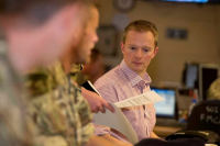 A Civilian at work at Camp Bastian, Afghanistan
