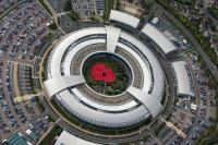 A giant poppy in the GCHQ Courtyard taken from the air
