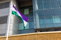 The Suffrage Flag has three horizontal stripes. Top: purple, centre: white, bottom: green